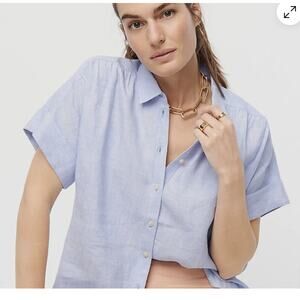 J. CREW Women’s Baird McNutt 100% Irish Linen Button Up Shirt XL Blouse Blue